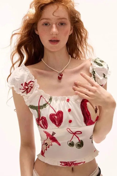 Romantic Y2K Apple Cherry Top for Romantic Y2K Apple Cherry Top