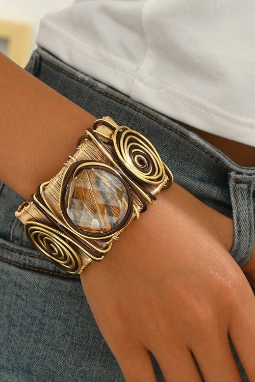 Round Gem Thread Open Bangle for Round Gem Thread Open Bangle