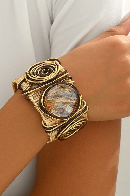 Round Gem Thread Open Bangle for Round Gem Thread Open Bangle