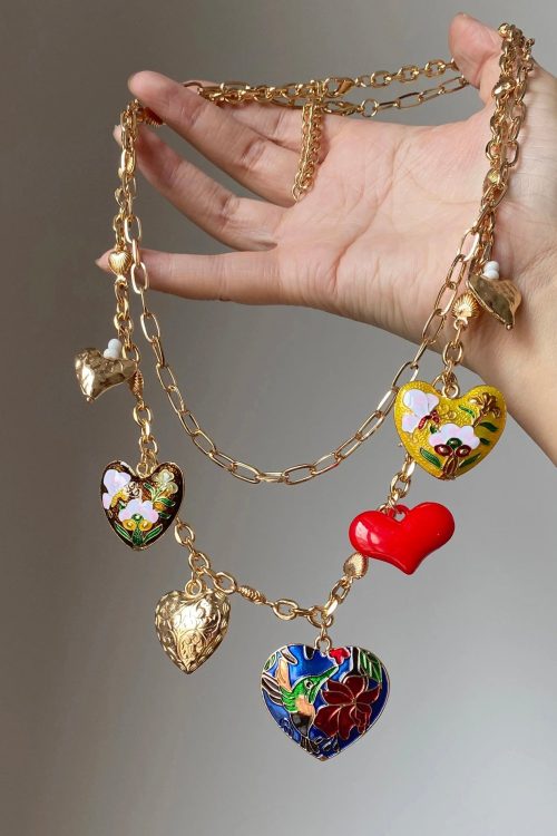 Statement Beautiful Rainbow Copper Alloy Love Floral Pendant Necklace for Statement Beautiful Rainbow Copper Alloy Love Floral Pendant Necklace