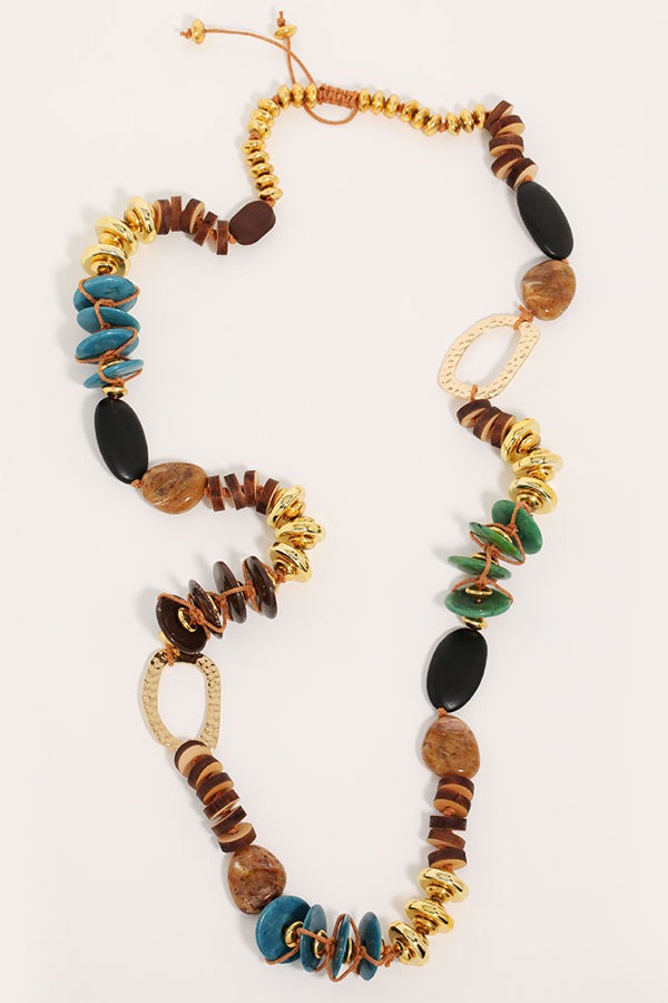 statement-bohemian-style-multi-material-color-blocked-vintage-necklace-d173a Statement Bohemian Style Multi Material Color Blocked Vintage Necklace for Statement Bohemian Style Multi Material Color Blocked Vintage Necklace