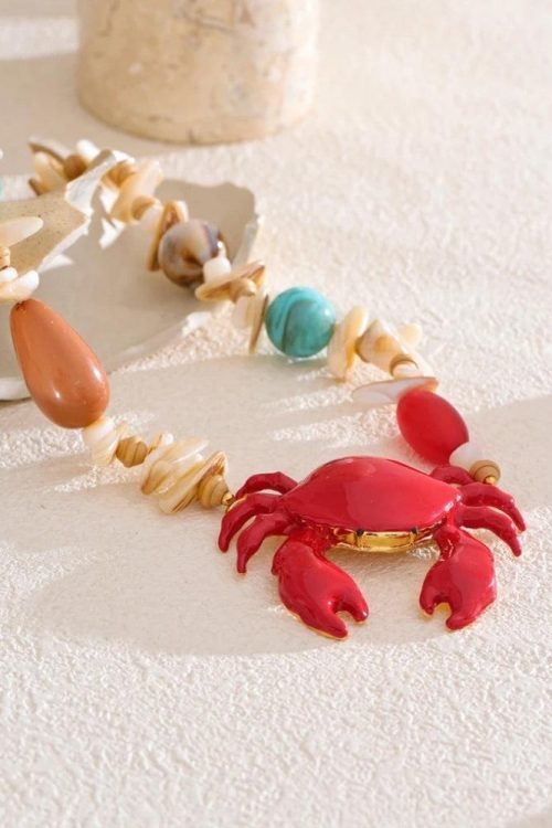 Statement Crab Beaded Necklace for Statement Crab Beaded Necklace