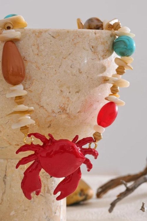 Statement Crab Beaded Necklace for Statement Crab Beaded Necklace