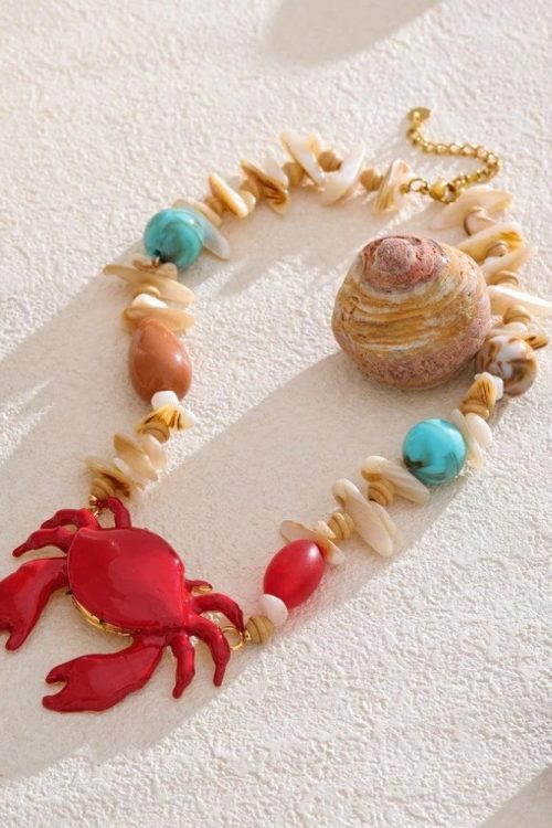 Statement Crab Beaded Necklace for Statement Crab Beaded Necklace