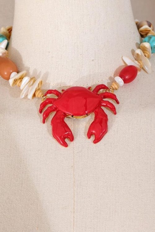 Statement Crab Beaded Necklace for Statement Crab Beaded Necklace