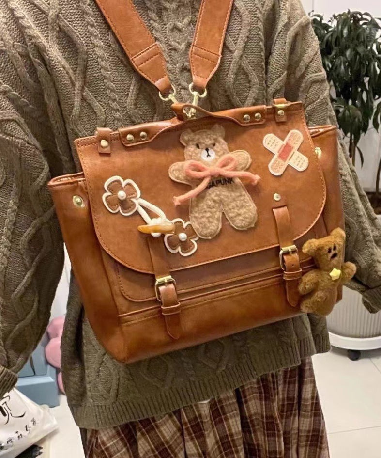 statement-cute-brown-bear-appliqued-faux-leather-backpack-bag-7eae6 Statement Cute Brown Bear Appliqued Faux Leather Backpack Bag for Statement Cute Brown Bear Appliqued Faux Leather Backpack Bag