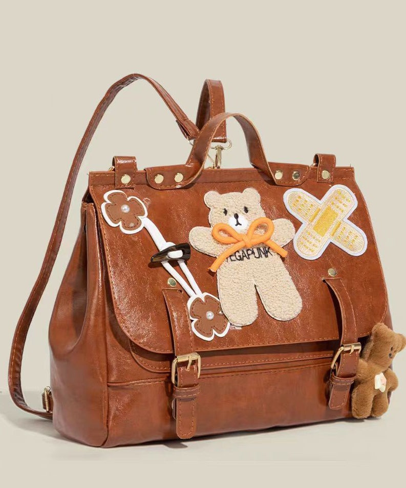 statement-cute-brown-bear-appliqued-faux-leather-backpack-bag-9bbd9 Statement Cute Brown Bear Appliqued Faux Leather Backpack Bag for Statement Cute Brown Bear Appliqued Faux Leather Backpack Bag