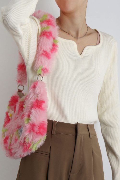 Statement Cute Pink Tie Dye Faux Fur Shoulder Bags for Statement Cute Pink Tie Dye Faux Fur Shoulder Bags