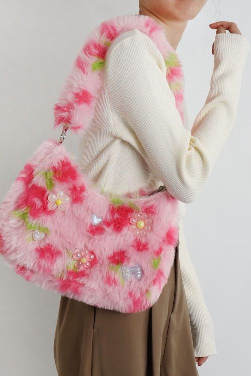 Statement Cute Pink Tie Dye Faux Fur Shoulder Bags for Statement Cute Pink Tie Dye Faux Fur Shoulder Bags