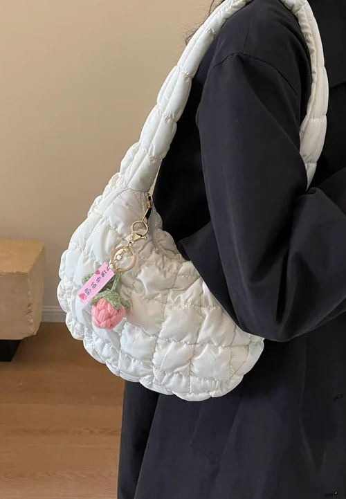 Statement Floral Charm Puffer Bag for Statement Floral Charm Puffer Bag