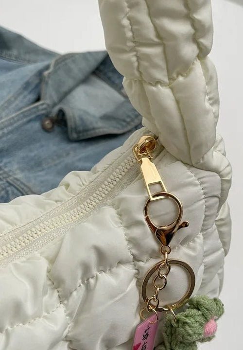 Statement Floral Charm Puffer Bag for Statement Floral Charm Puffer Bag