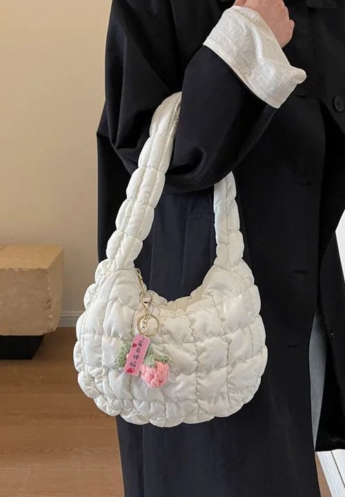 Statement Floral Charm Puffer Bag for Statement Floral Charm Puffer Bag