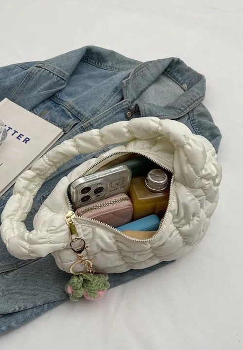 Statement Floral Charm Puffer Bag for Statement Floral Charm Puffer Bag