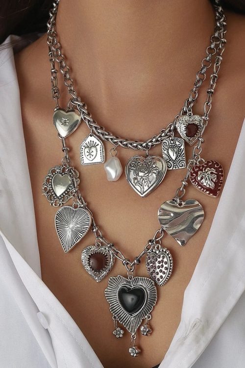 Statement Heart Charms Two Pack Necklace for Statement Heart Charms Two Pack Necklace