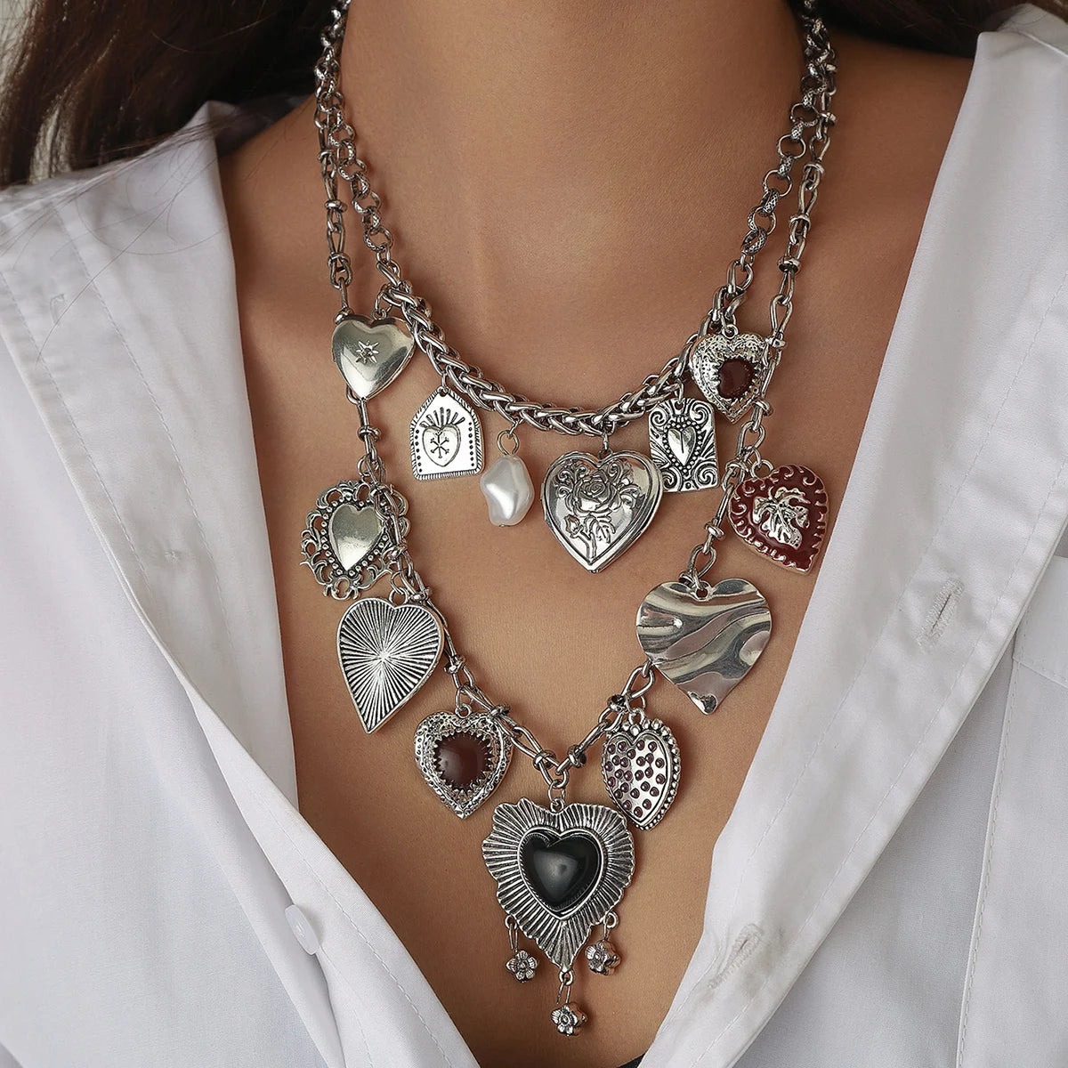 statement-heart-charms-two-pack-necklace-4ccc1 Statement Heart Charms Two Pack Necklace for Statement Heart Charms Two Pack Necklace