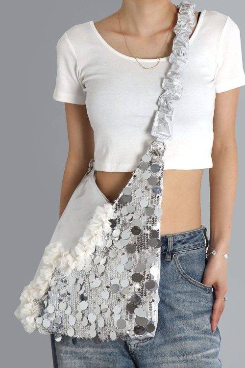 Statement Stylish Silvery Sequins Patchwork Large Shoulder Bags for Statement Stylish Silvery Sequins Patchwork Large Shoulder Bags