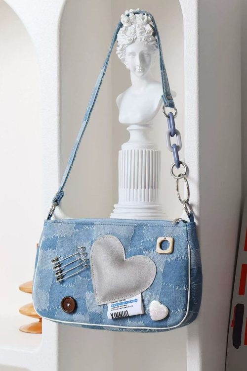 Statement Unique Denim Blue Print Patchwork Love Cross Body Handbags for Statement Unique Denim Blue Print Patchwork Love Cross Body Handbags