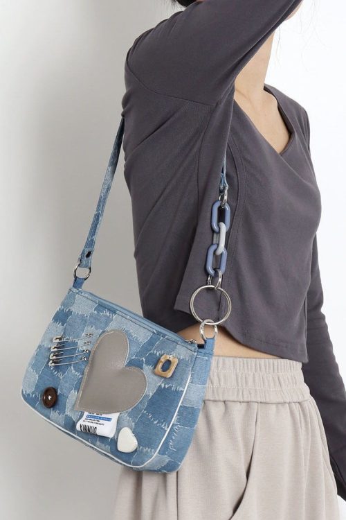 Statement Unique Denim Blue Print Patchwork Love Cross Body Handbags for Statement Unique Denim Blue Print Patchwork Love Cross Body Handbags