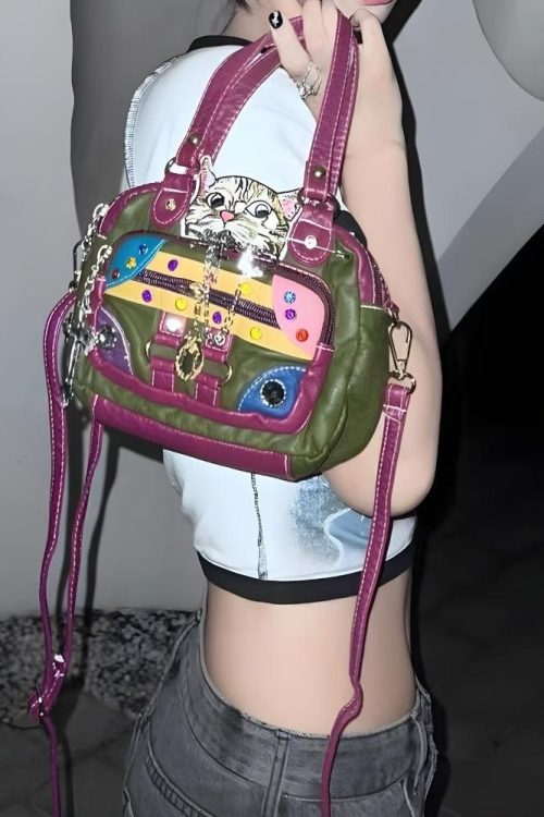 Statement Y2K Cat Embroidered Bag for Statement Y2K Cat Embroidered Bag