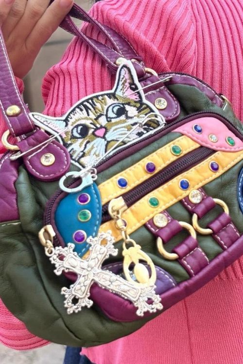 Statement Y2K Cat Embroidered Bag for Statement Y2K Cat Embroidered Bag