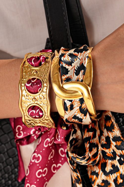 Steel Hollow Fabric Open Bangle for Steel Hollow Fabric Open Bangle