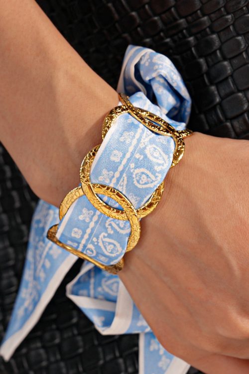 Steel Round Hollow Fabric Open Bangle for Steel Round Hollow Fabric Open Bangle
