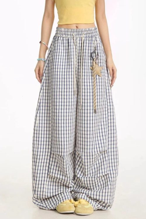 Y2k Plaid Drawstring Pants Outfit Ideas Pants for Y2K Plaid Drawstring Pants outfit ideas
