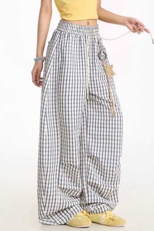 Y2k Plaid Drawstring Pants Outfit Ideas Pants for Y2K Plaid Drawstring Pants outfit ideas