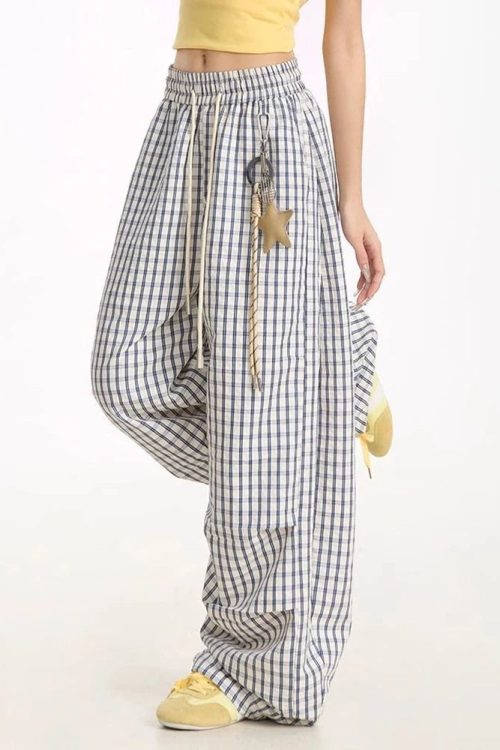 Y2k Plaid Drawstring Pants Outfit Ideas Pants for Y2K Plaid Drawstring Pants outfit ideas