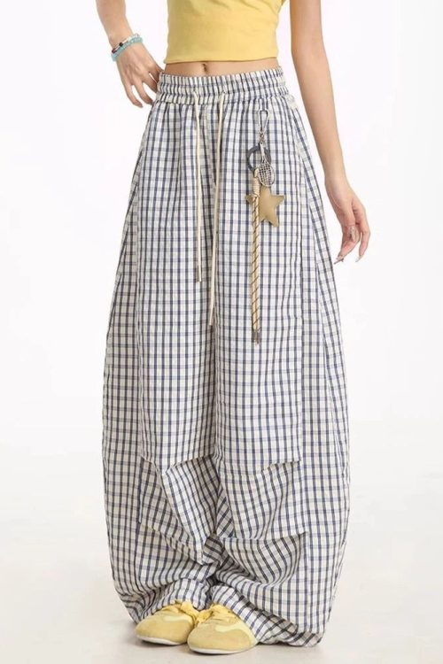 Y2k Plaid Drawstring Pants Outfit Ideas Pants for Y2K Plaid Drawstring Pants outfit ideas