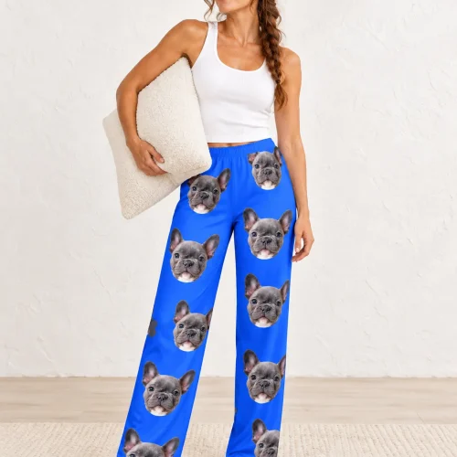 Women's Royal Blue Pajama Pants with Your Pet's Face