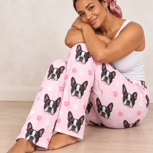 Custom Boston Terrier Pajama Pants for Women