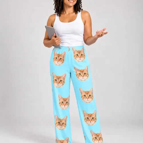 Women's Custom Cat Face Pajama Pants