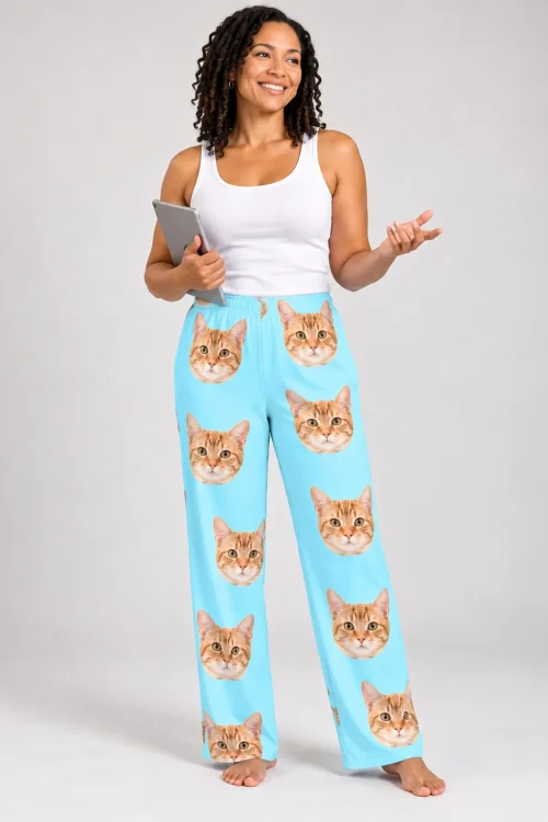 Women's Custom Cat Face Pajama Pants
