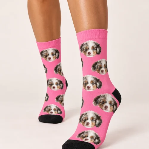 Custom Face Socks with Your Pet, Pink