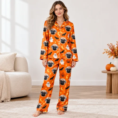 Custom Pet Face Satin Pajama Set