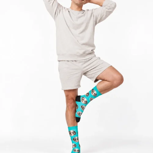 Customized Socks with Face of Your Pet, Teal