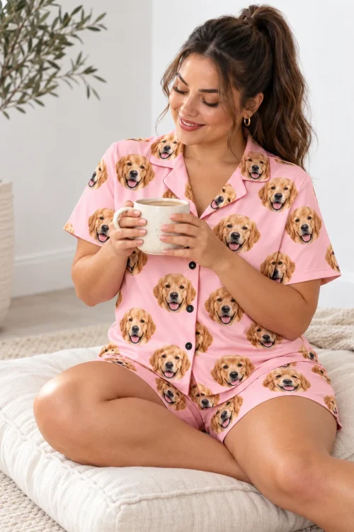 Custom Golden Retriever Short Pajama Set