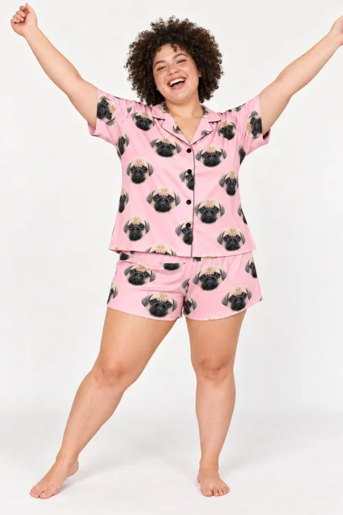 Light Pink Pajama Set with Your Pet's Face
