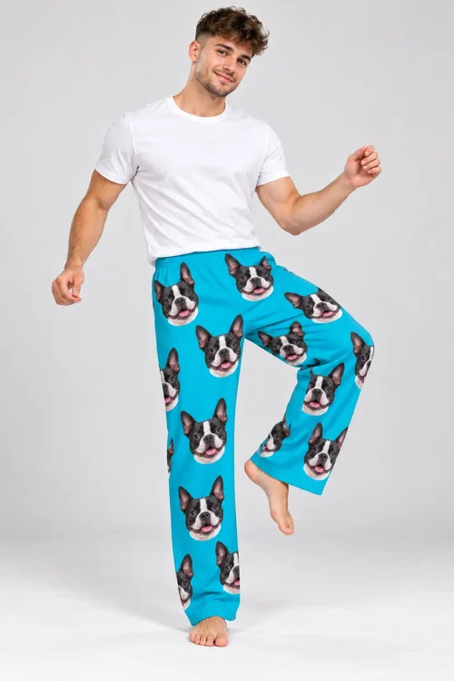 Men's Custom Boston Terrier Pajama Pants