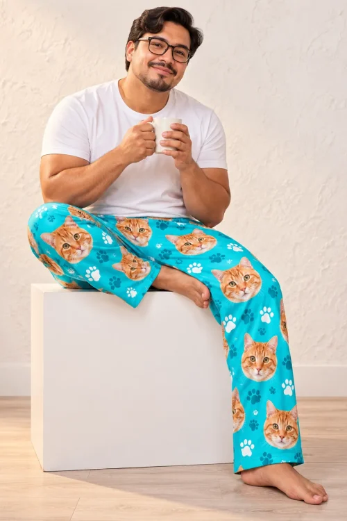 Men's Custom Cat Face Pajama Pants