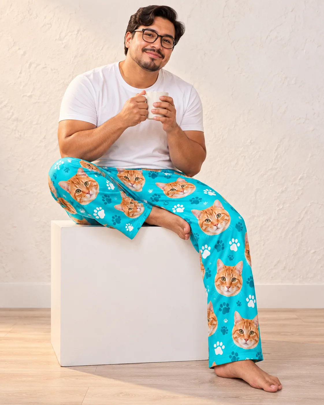 Men's Custom Cat Face Pajama Pants