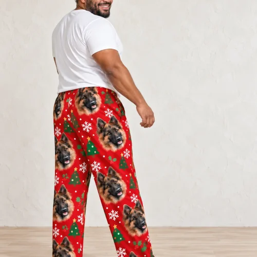 Men's Christmas Pajama Pants with Your Pet's Face