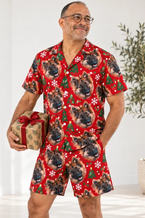 Men's Christmas Pajama Set with Your Pet's Face