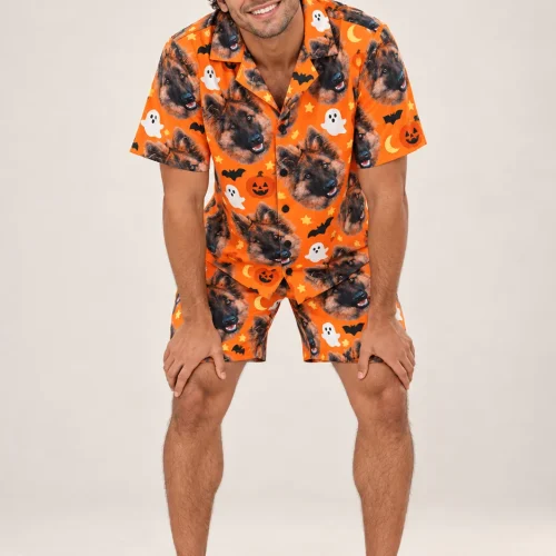 Men's Halloween Pajama Set with Your Pet's Face