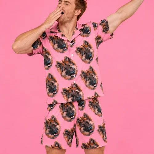 Men's Pink Pajama Set with Your Pet's Face