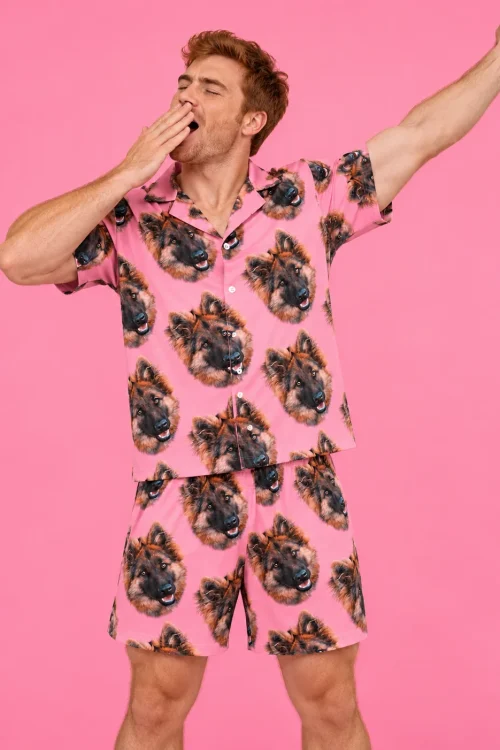 Men's Pink Pajama Set with Your Pet's Face