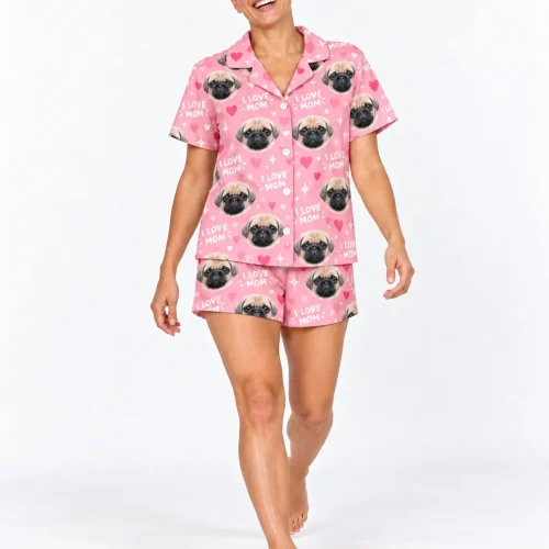 I Love Mom Pajama Set with Your Pet's Face