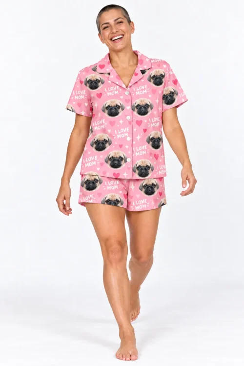 I Love Mom Pajama Set with Your Pet's Face