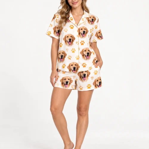 Women's Custom Pet Face Short Pajama Set